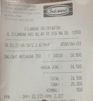 Tidak ada produk sampo CLEAR pada struk