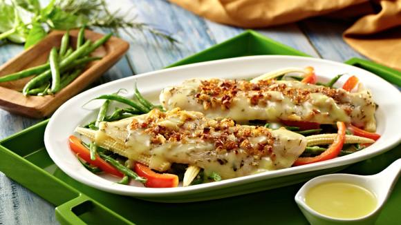 Herb Baked Fish Fillet with Creamy Corn Sauce