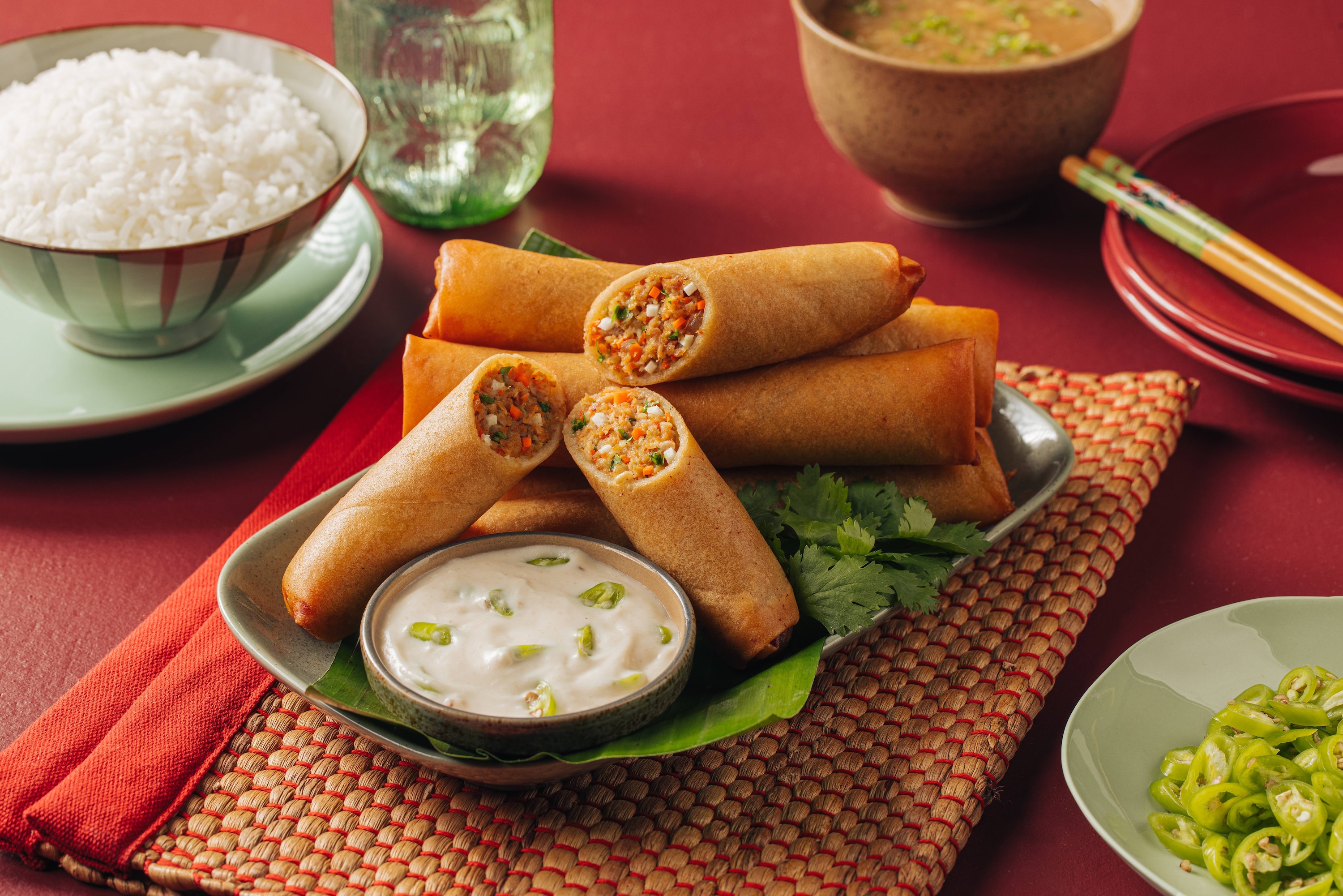 Pork Spring Roll with Spicy Coconut Sauce Recipe