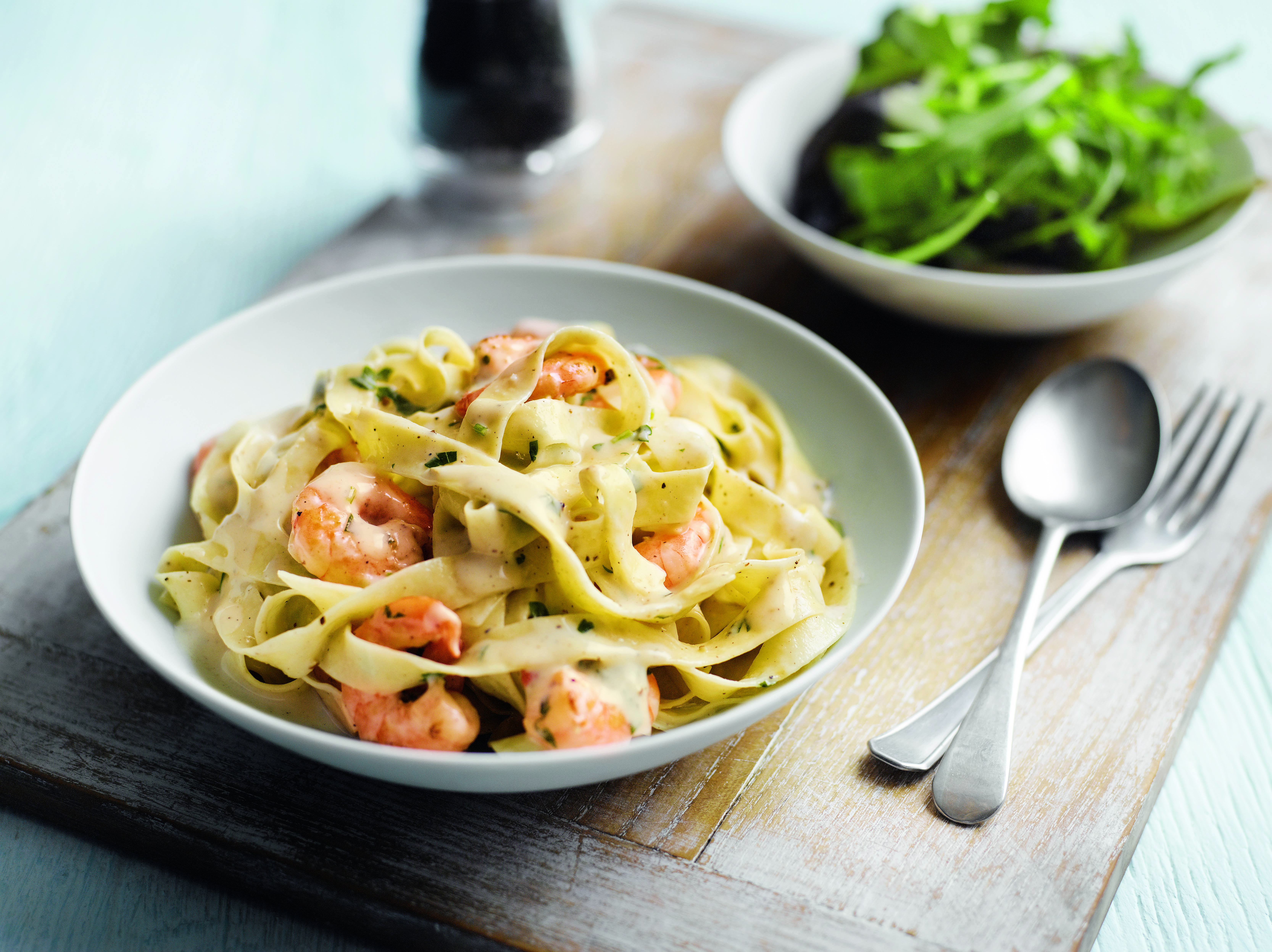Pasta Alfredo con camarón Recepedia