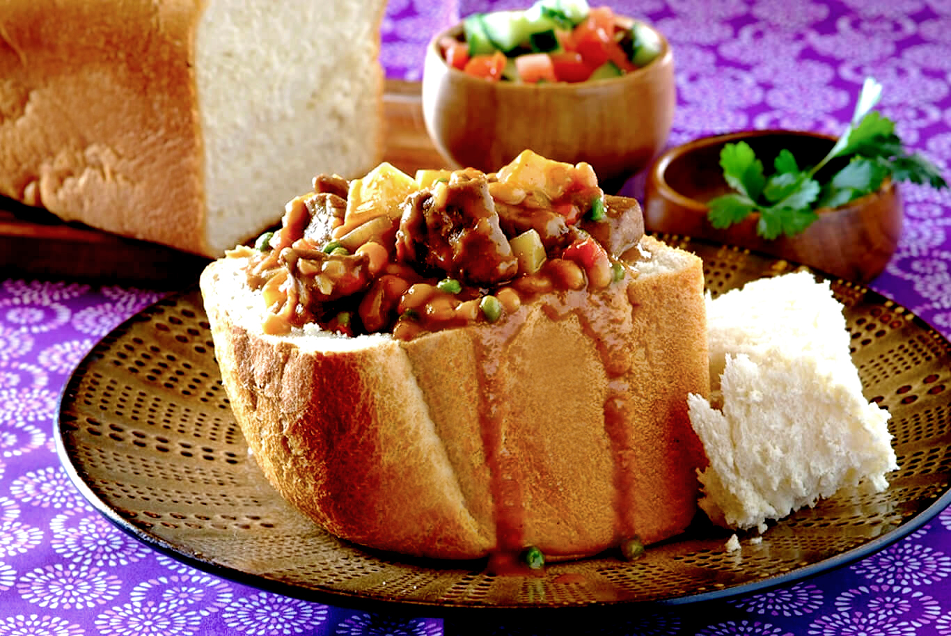 Beef and Vegetable Bunny Chow whatsfordinner