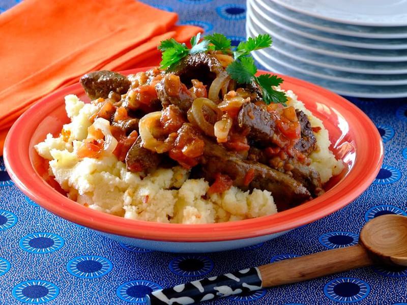 Ox Liver with Tomato and Pap