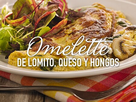 Omelette de lomito, queso y hongos con Savora Original