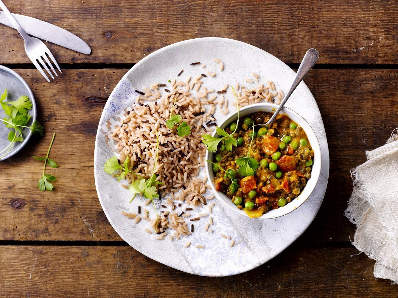 Lentil And Pea Curry with Wild Rice