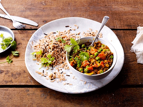 Lentil and Pea Curry with Wild Rice
