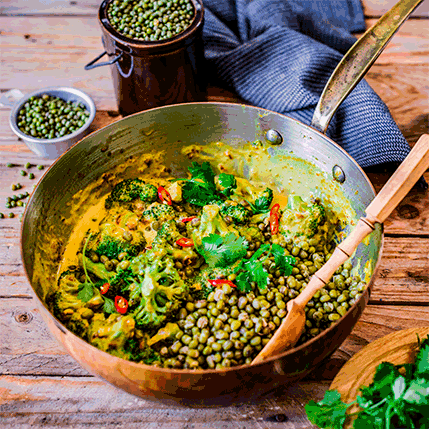 Spicy Broccoli and Mung Bean Curry