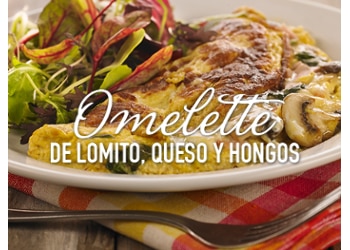 Omelette de lomito, queso y hongos