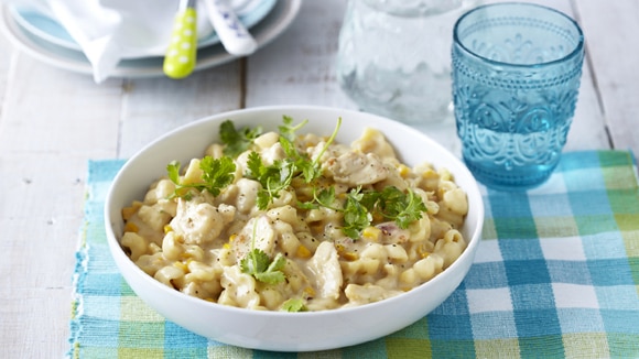 Extra-Creamy Pasta with Chicken, Cheese and Corn