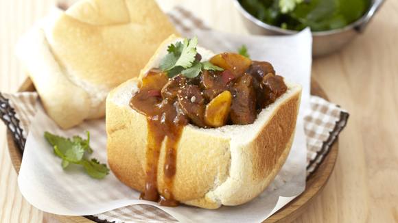 Bunny Chow with Mutton and Peas