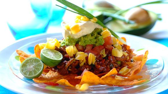 Mexican-Style Nachos with Ostrich Mince