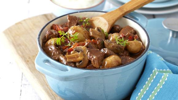 Hearty Beef Stew with Mushrooms and Mash