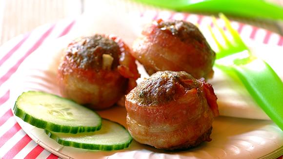 Bacon-Wrapped Cheesy Meatballs