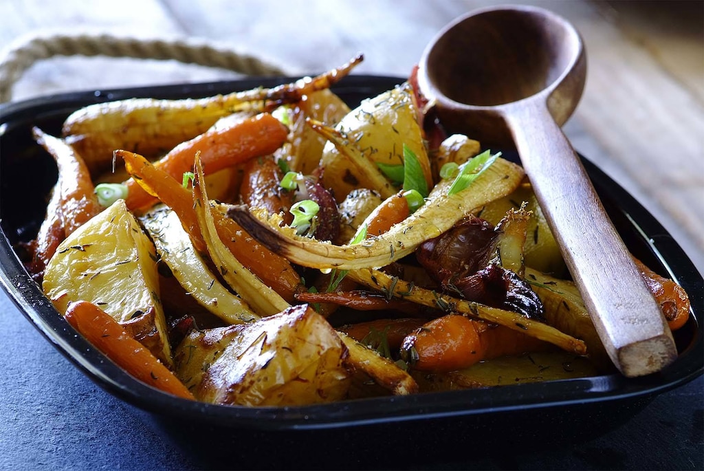 Honey Roasted Root Vegetables whatsfordinner