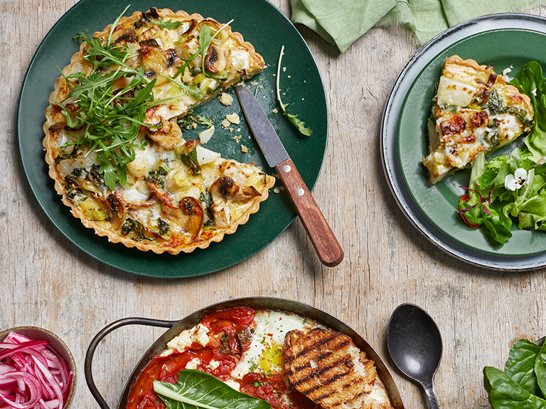 Leek, Mushroom and Turnip Leaf Quiche whatsfordinner