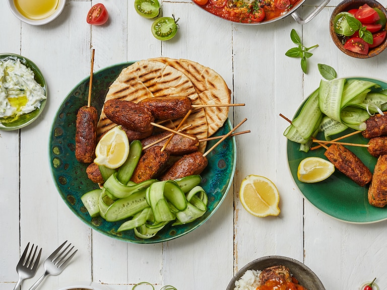 Chickpea and Vegetable Koftas with Tzatziki and Naan Bread | whatsfordinner