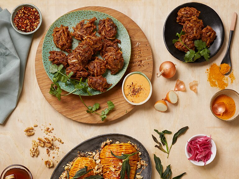 Spicy Onion Bhajis with Sweet Chilli Sauce whatsfordinner