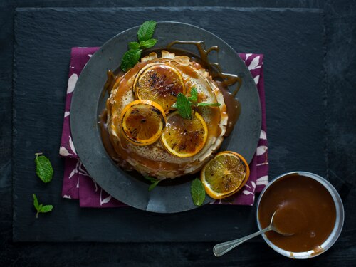 Pancakes With Roasted Oranges And Salted Caramel Whatsfordinner