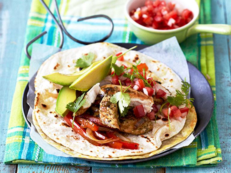 Chicken Fajitas with Avocado and Peppers