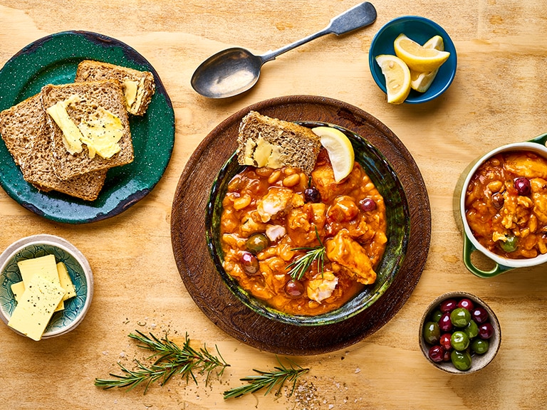 Fish Stew with Cannellini Beans, Lemon, Rosemary and Olives