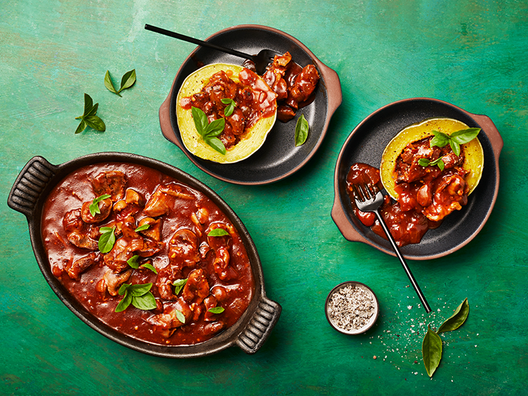 Chicken Gizzard Stew with Steamed Gem Squash whatsfordinner