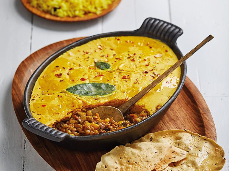 Lentil Bobotie with Yellow Rice whatsfordinner