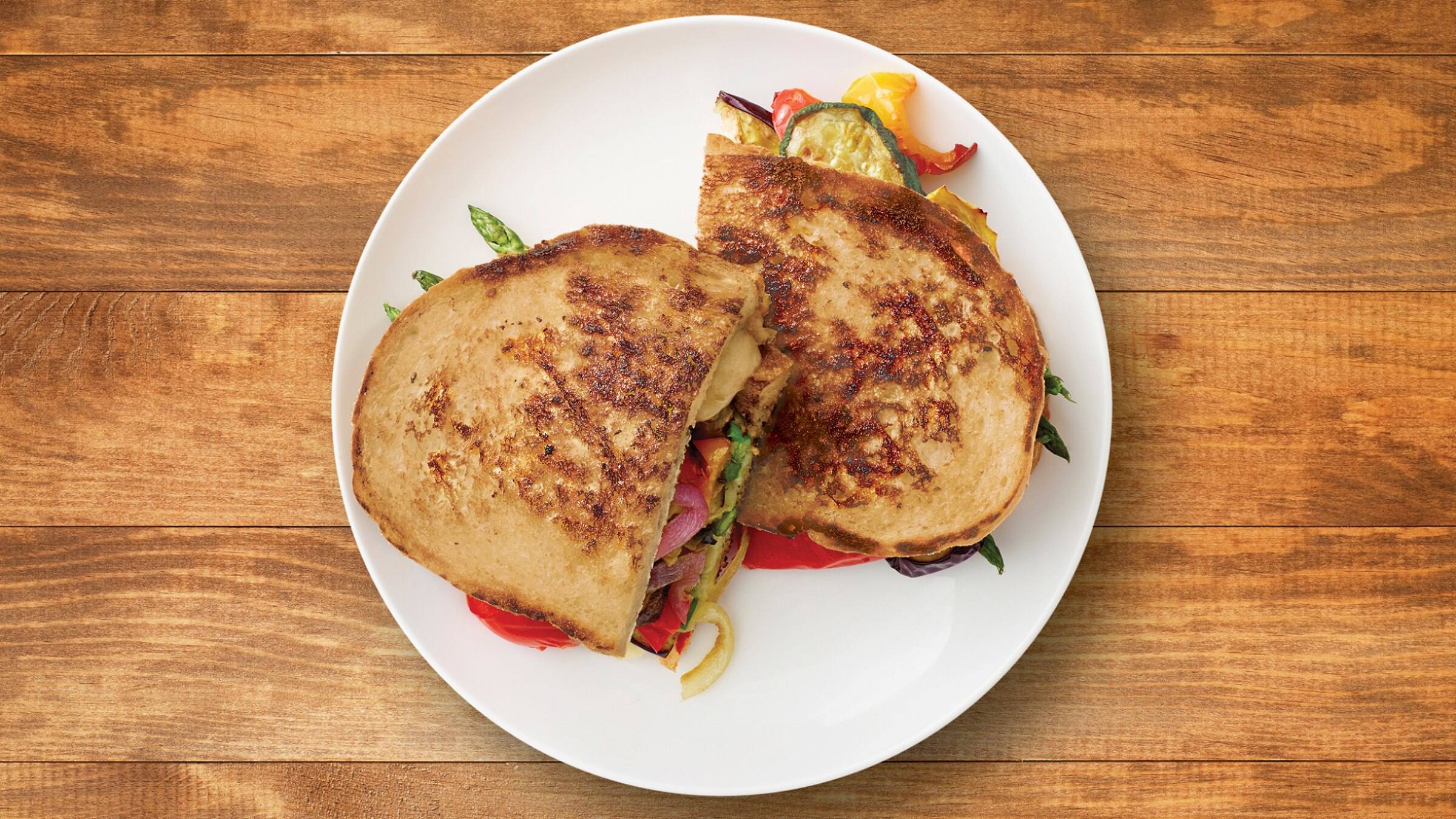 Perfectly Crispy Grilled Cheese & Veggie Sandwich