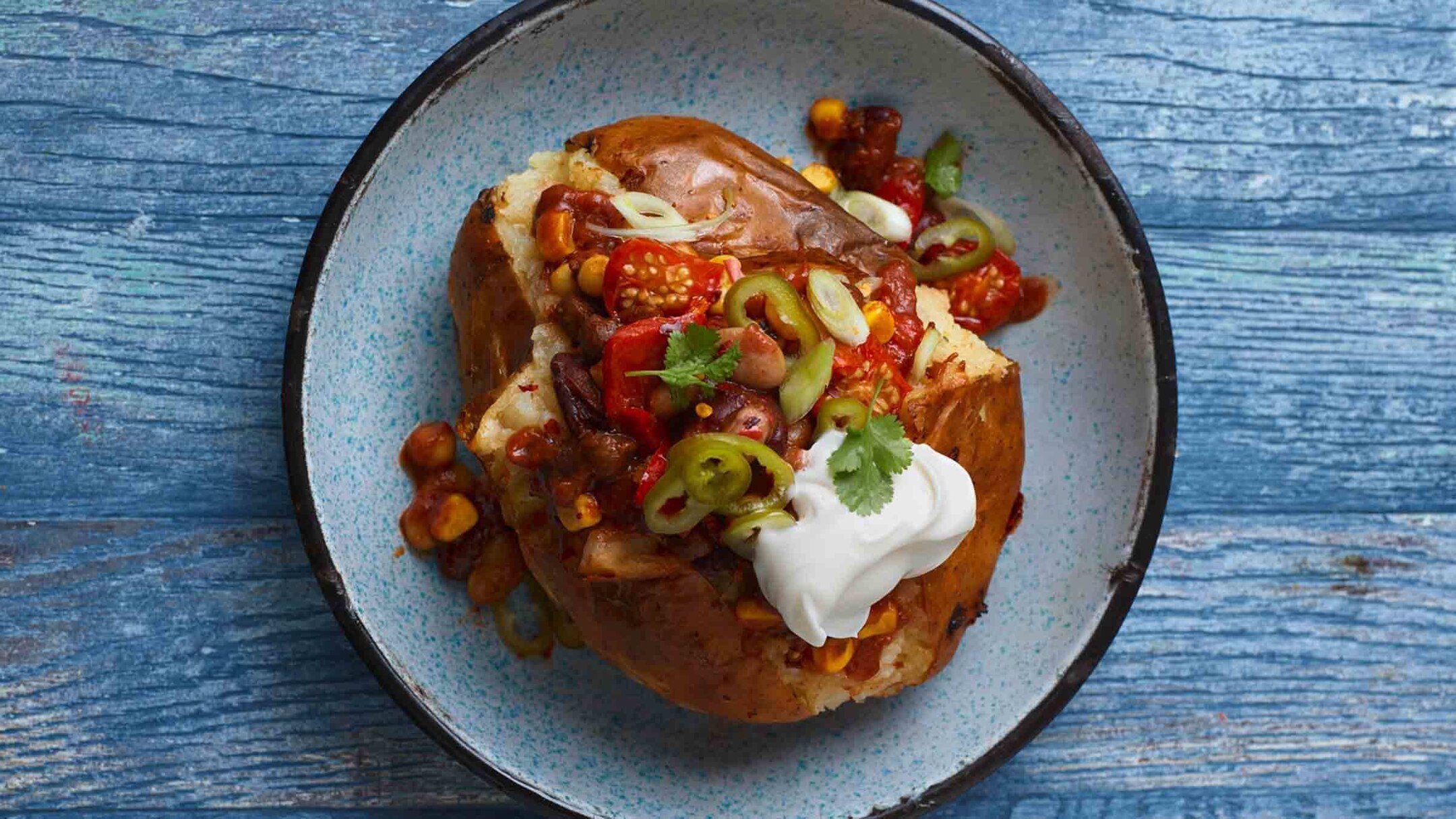Veggie Chilli Stuffed Baked Potatoes whatsfordinner