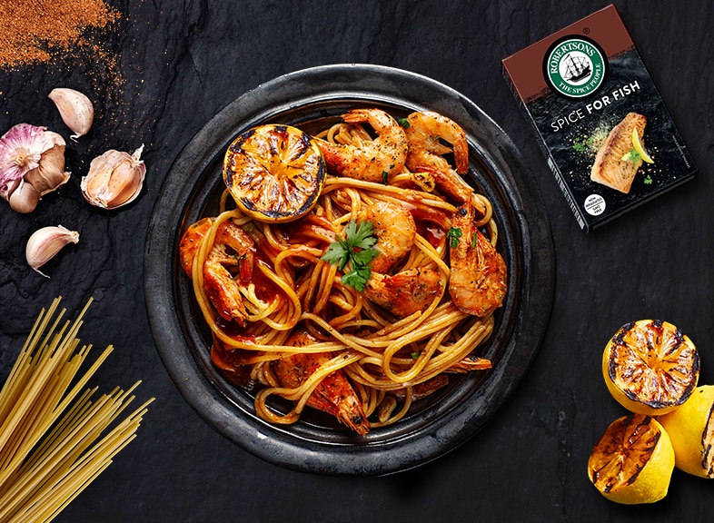 Delectable Prawns In Spaghetti Marinara Sauce