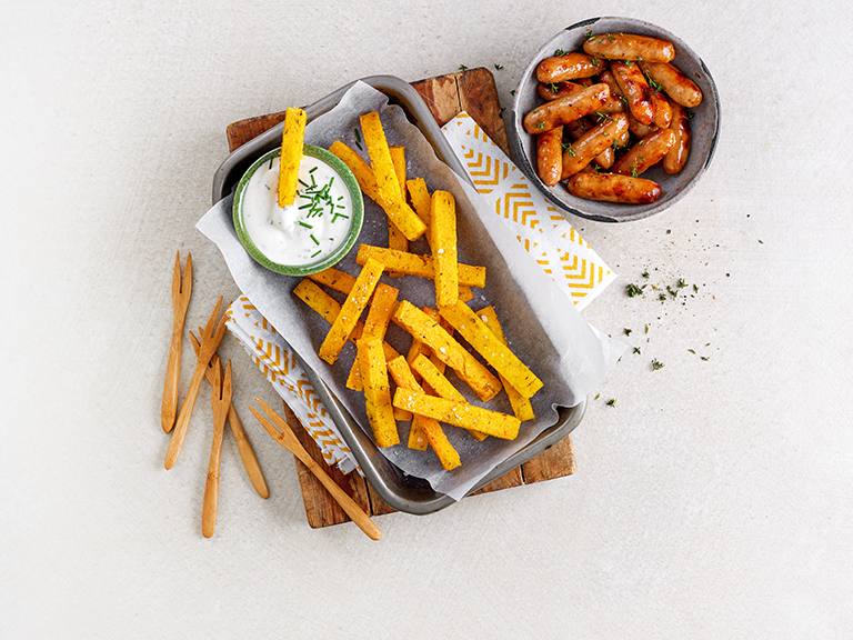 Blue Cheese Dipping Sauce, Polenta Fries