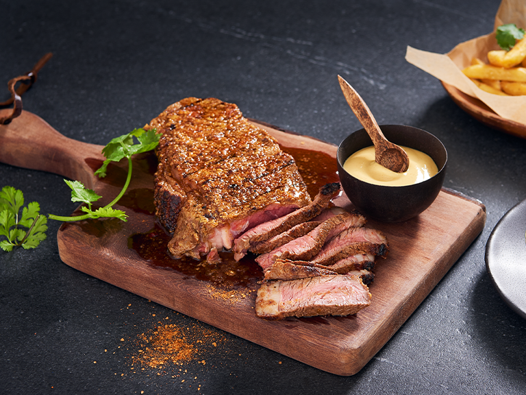 Mustard Sirloin Steak on the Braai whatsfordinner