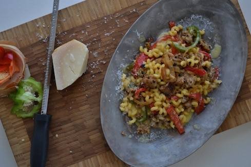 Sausage & Peppers with Cheesy Macaroni-image