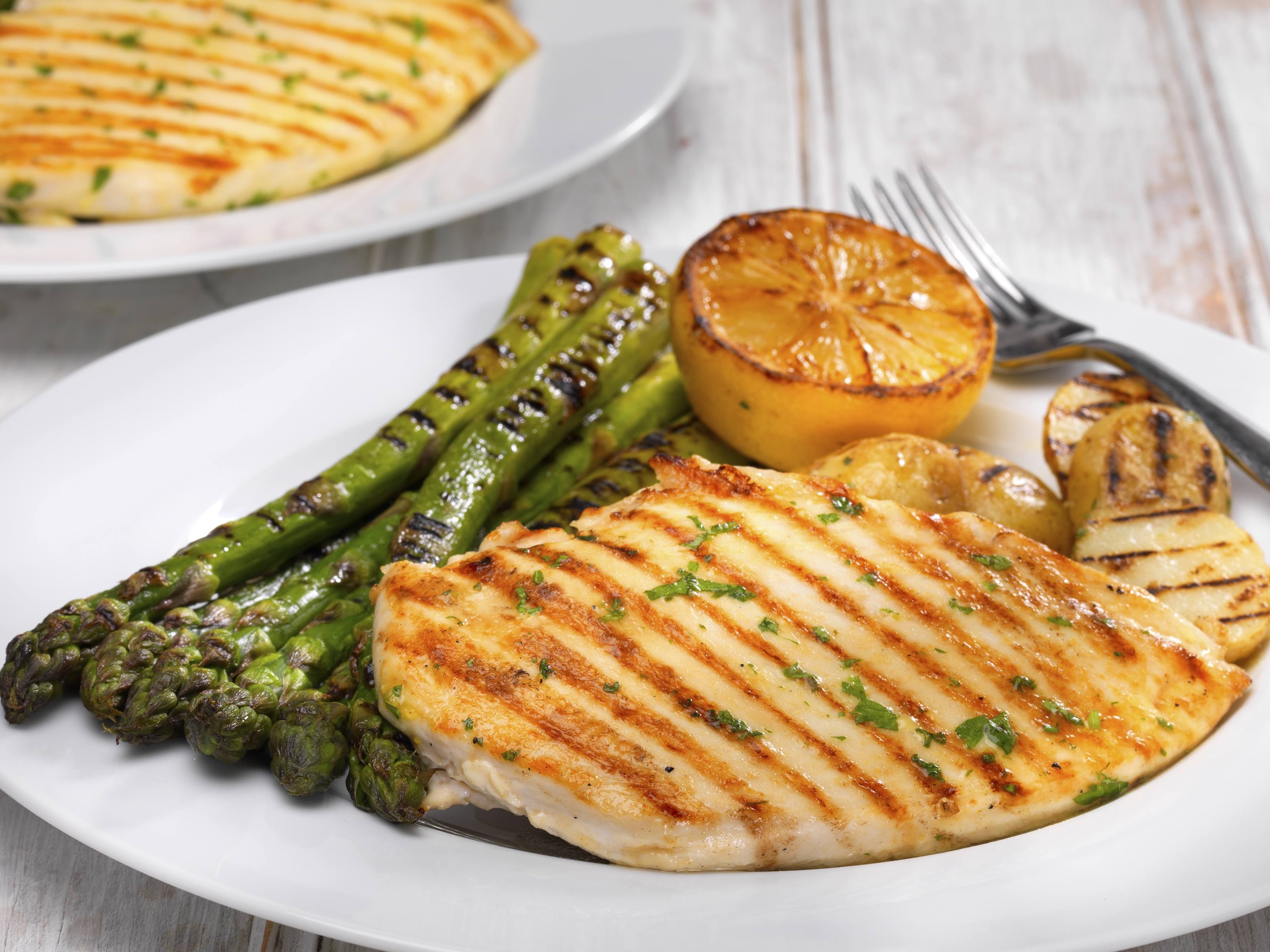 Chicken Escalopes with Grilled Asparagus