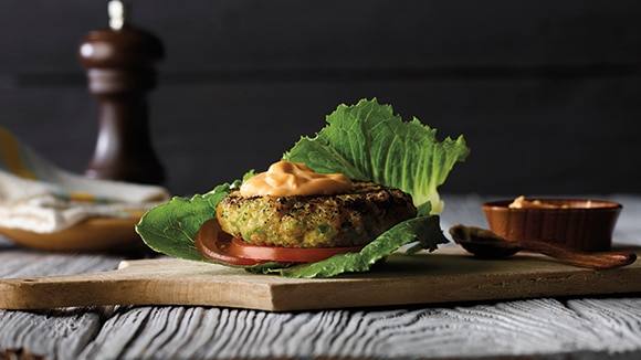 Fried Rice Burgers with Sriracha Mayonnaise