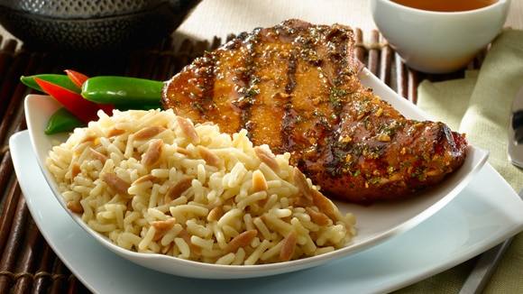 Asian-Style Pork Chops with Rice Pilaf