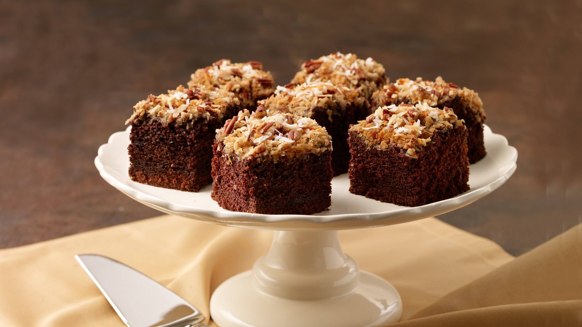 Pecan Coconut Topped Chocolate Cake