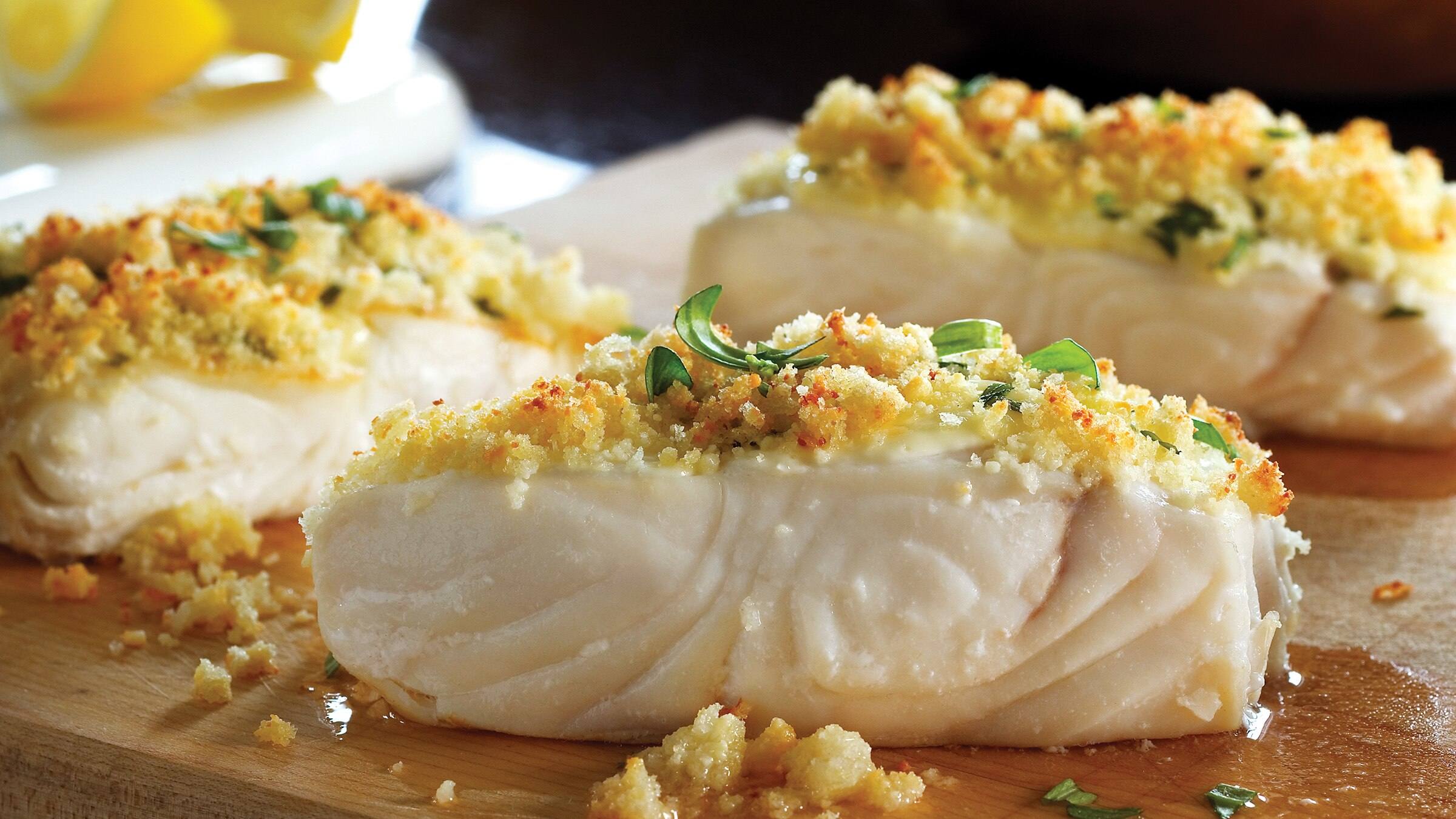 Grilled Halibut with Lemon-Herb Crust