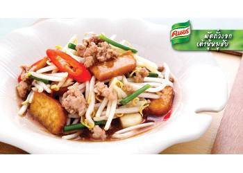 ผัดถั่วงอกเต้าหู้หมูสับ