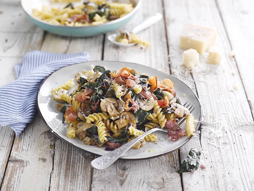 Pastas integrales con vegetales