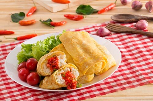 Nasi Dadar Gulung Rica Rica