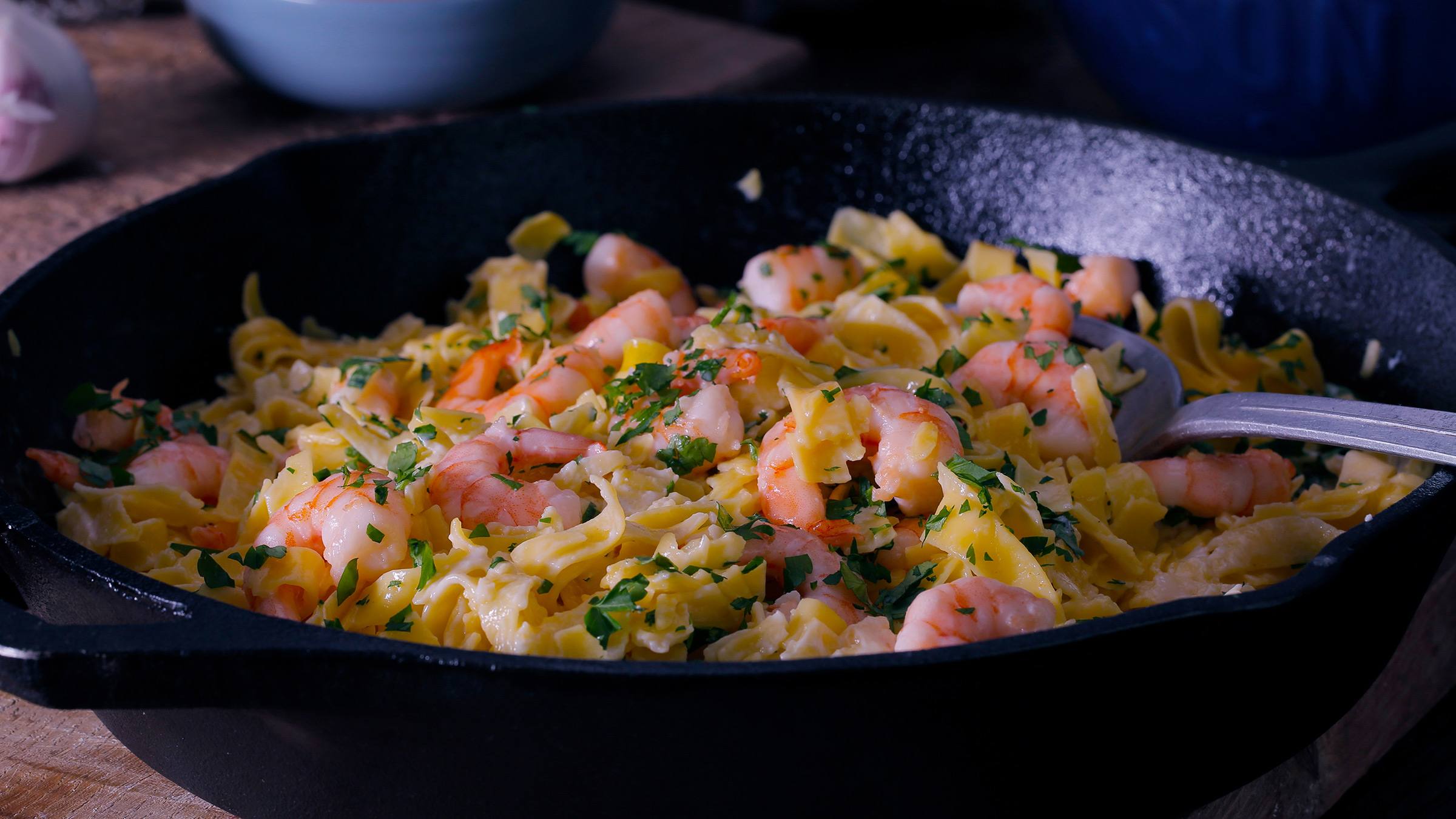 Pasta Alfredo con camarones 20 Minutos  recipe