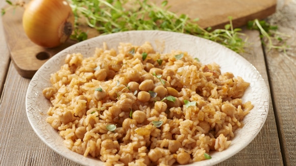 Pilaf de garbanzos y arroz