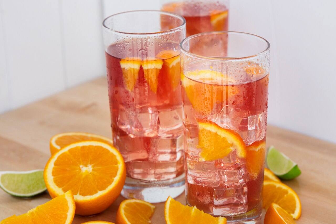 Strawberry Watermelon Iced Herbal Tea with Orange & Lime