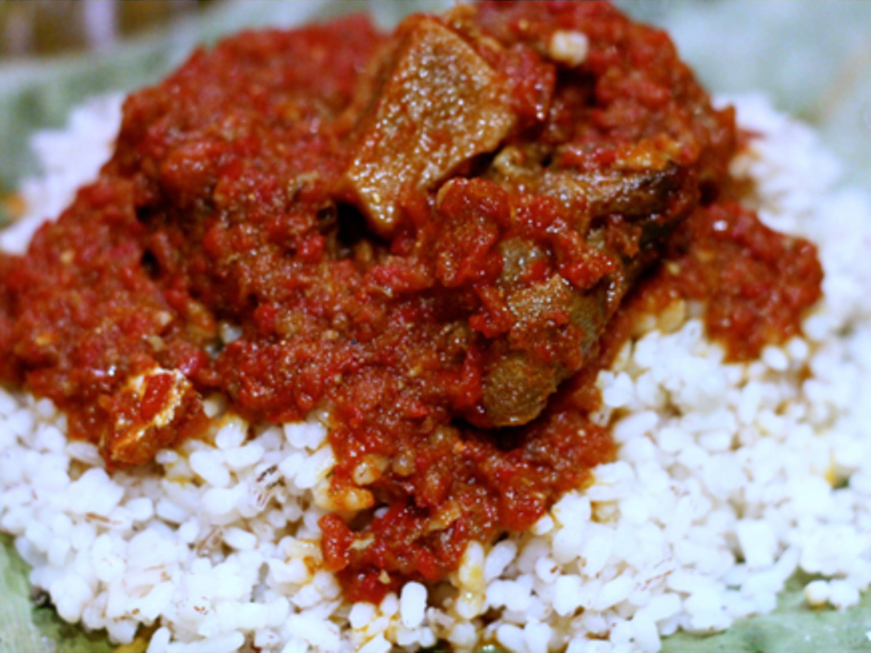 Ofada Rice And Beef Sauce