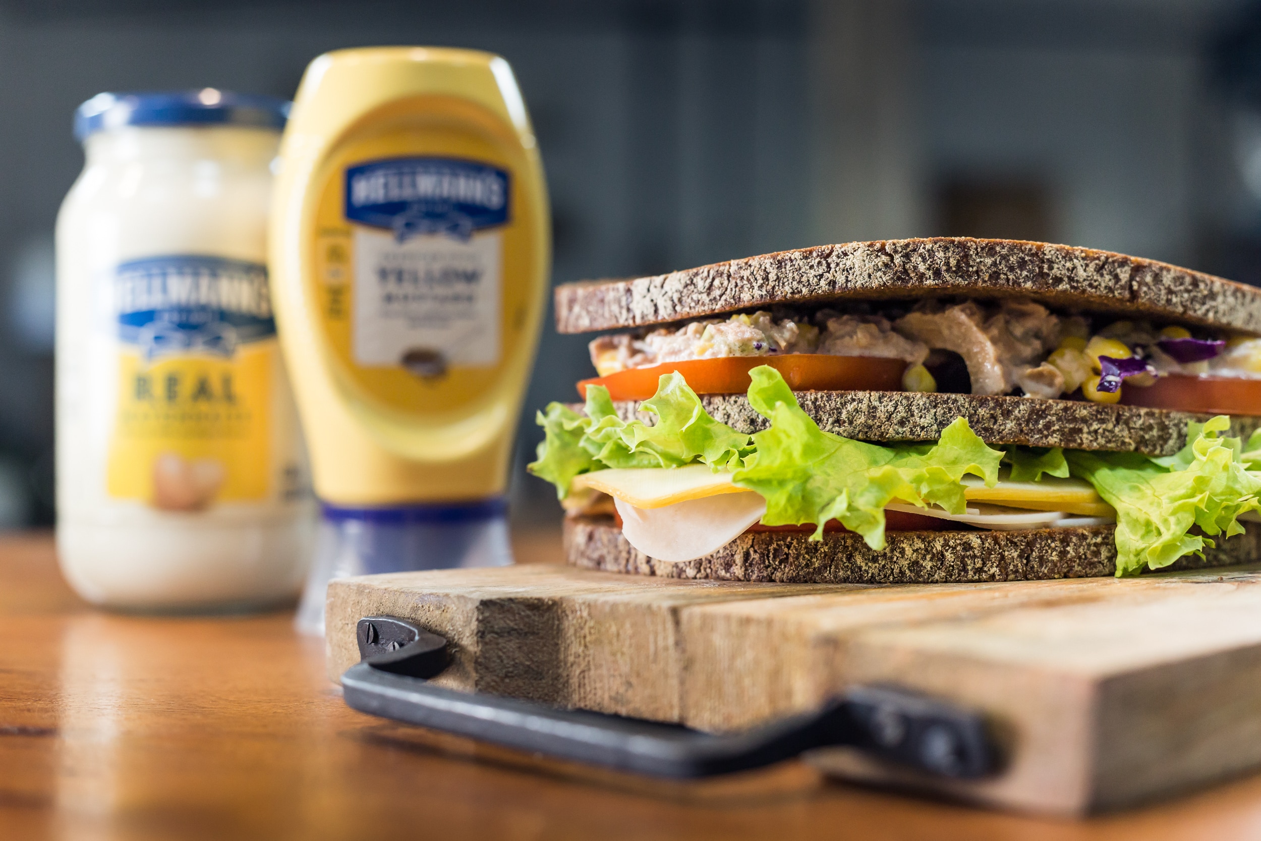 Sandwich with tuna, corn and mayonnaise