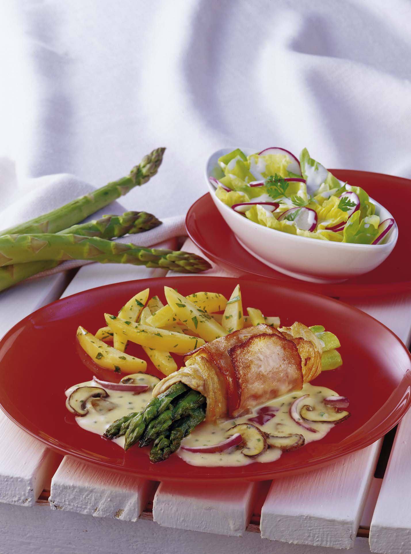 Knorr - Putenröllchen mit grünem Spargel und Pilzen