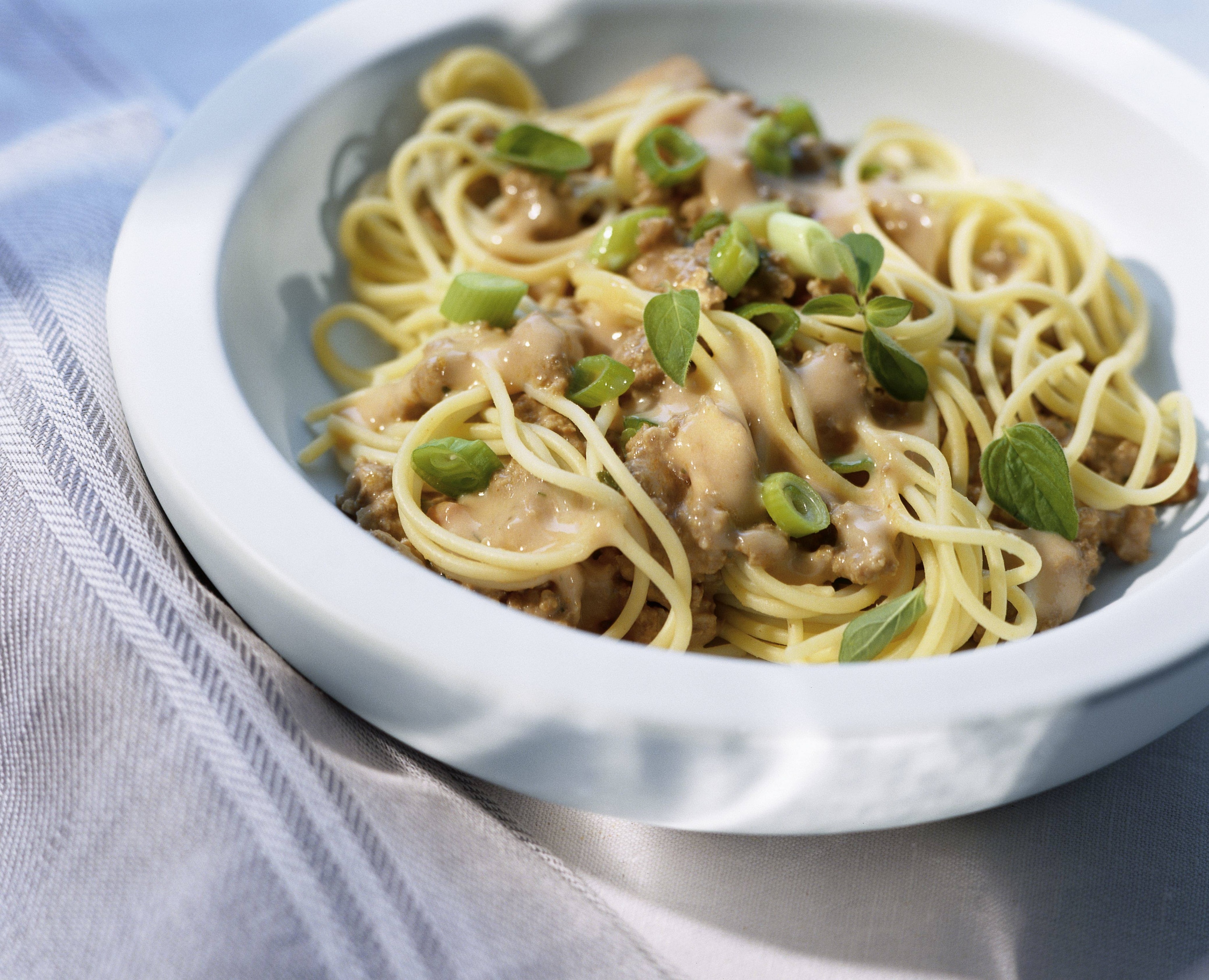 Spaghetti In FrischkäSe Zwiebelsauce Mit Hackfleisch - Rezepte Suchen