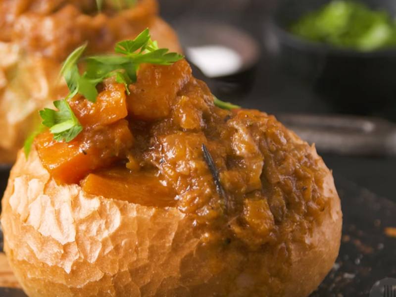 Saucy Lamb Curry Bread Bowls 55 Minutes  recipe