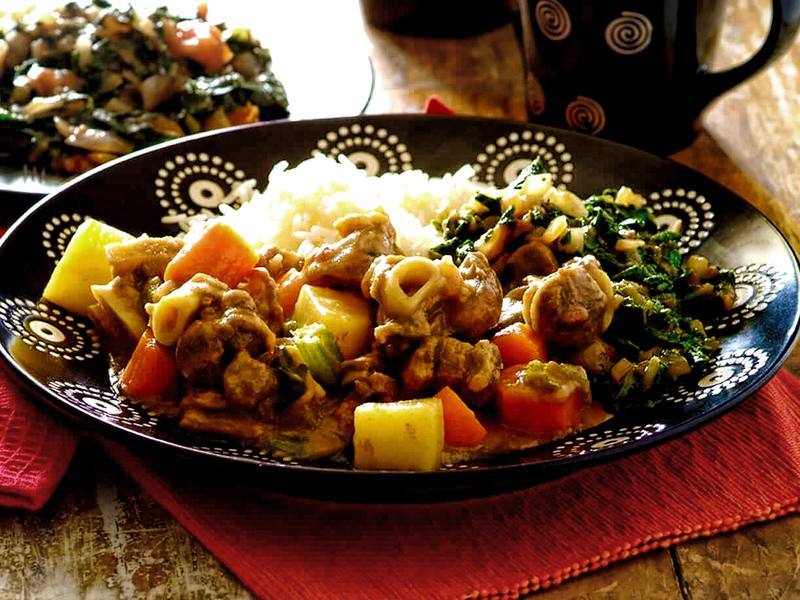 Mutton Stew served with Spinach