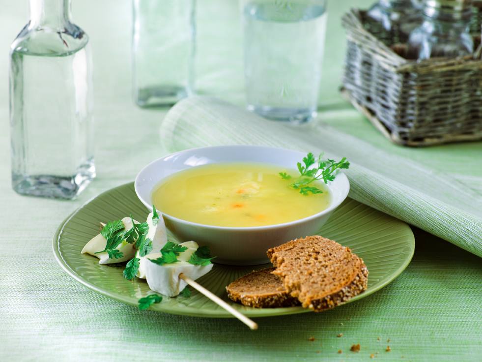 Knorr - Most-Suppe mit Käsespiessli