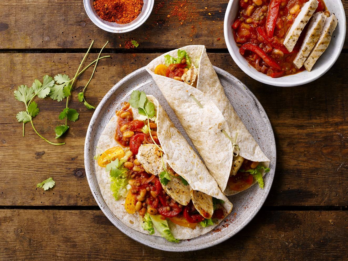 Tortillas avec poivron et poulet